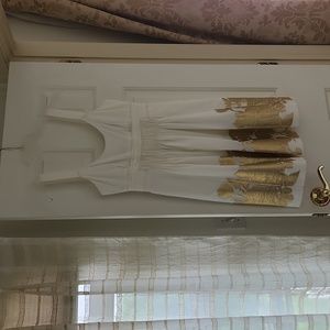 Elie Tahari white and gold dress, size 4